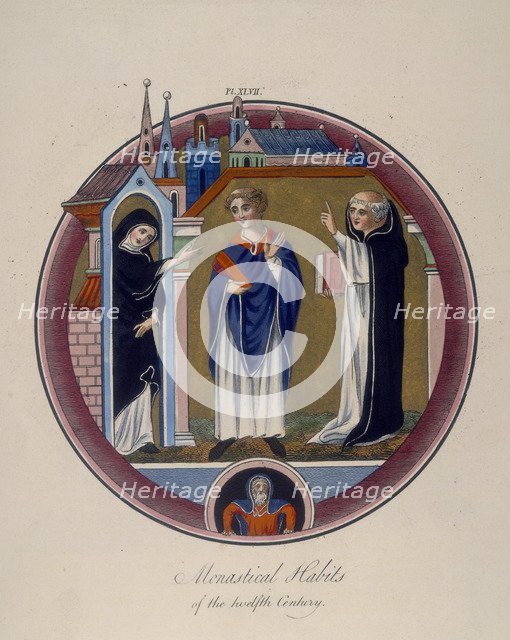'Monastical Habits of the twelfth Century', c1797. Artist: Joseph Strutt