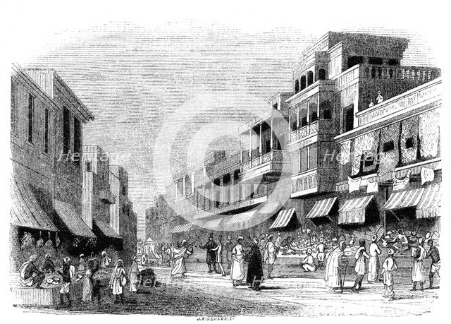 'Bazaar in Bombay, India', 1847. Artist: Kirchner