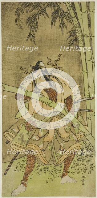 The Actor Nakamura Tomijuro I as Takenuki Goro in the Play Eho Soga Nen-nen-goyomi..., c. 1771. Creator: Shunsho.