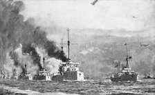 'Le Reddition de la Flotte Allemande; le 21 novembre 1918, a midi, les grands navires de..., 1918. Creator: Norman Wilkinson.