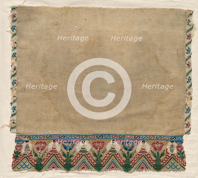 Towel End with Beaded Borders, early 1800s. Creator: Unknown.