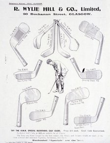 Advertisement for golf clubs, Glasgow, c1900. Artist: Unknown