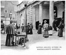 Bottle selling outside St Bartholomew's Hospital, London, c1903 (1903). Artist: Unknown.