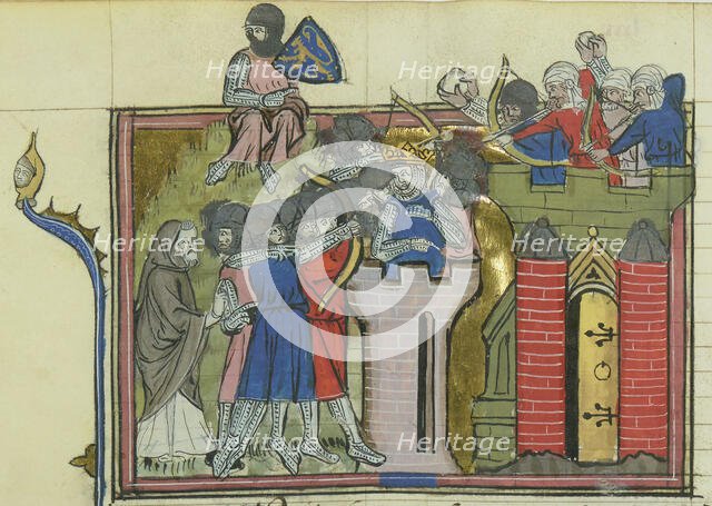 The Siege of Jerusalem, 1099 (From "Li rommans de Godefroy de Buillon et de Salehadin"), 1337. Creator: Maître de Fauvel (active 1314-1340).