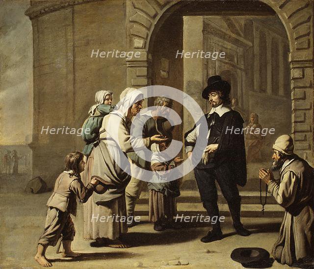 Beggars at a Doorway. Creators: Master of the Beguins, Abraham Willemsens.