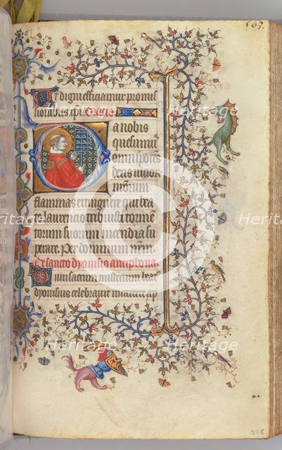 Hours of Charles the Noble, King of Navarre (1361-1425), fol. 276r, St. Lawrence, c. 1405. Creator: Master of the Brussels Initials and Associates (French).