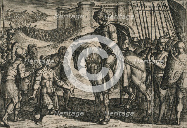 'Die vanit Oudt legher door hongher ende noodt gheuen hen op, ende bidden lyfs ghenade ...', 1612. Artist: Antonio Tempesta.