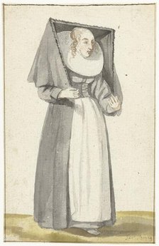 Standing woman in the dress of Münster, 1645.  Creator: Anna ter Borch.