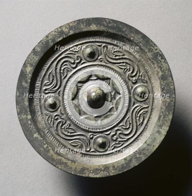 Mirror with Four Nipples, Quasi-Dragons, and Birds, late 3rd Century BC - early 1st Century. Creator: Unknown.