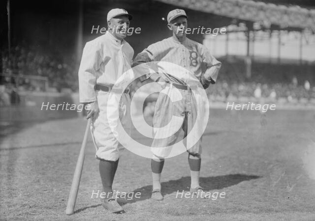 Hans Lobert, New York NL & Joe Schultz, Brooklyn NL (baseball), 1915. Creator: Bain News Service.
