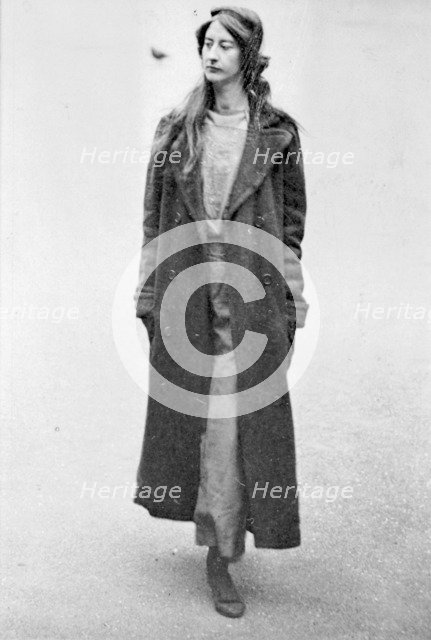 A suffragette exercising in the yard at Holloway Gaol, London, c1912. Artist: Unknown