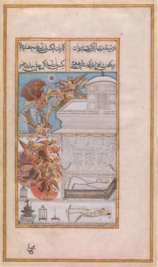 Fairies Descend to the Chamber of Prince Manohar, Folio from a Gulshan-i 'Ishq..., ca. 1700. Creator: Unknown.