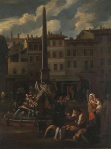 Market Scene in Rome, Piazza Navonna, 1650-1680. Creator: Unknown.