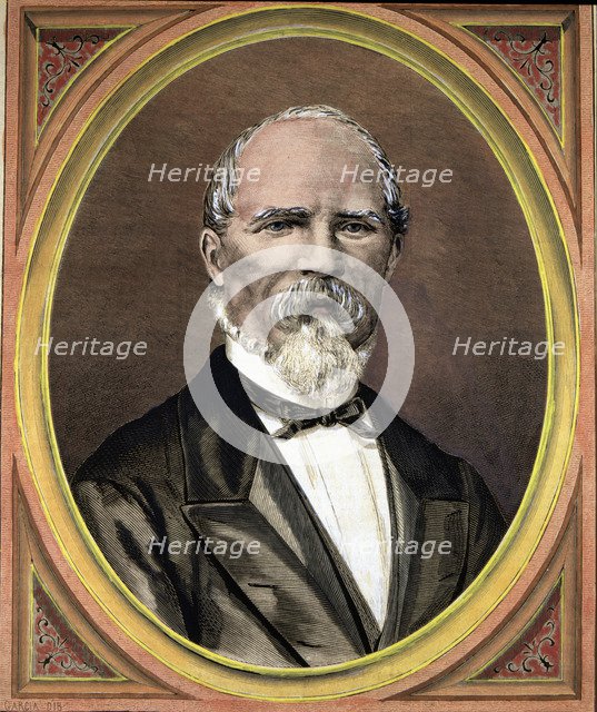 Ramon Cabrera i Griñó (Tortosa, 1806-1877), Army Military Carlist colored engraving of Spanish an…