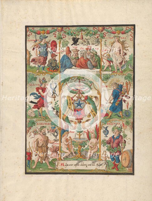 Classical Allegory with the arms of the Ochsenfelder, mid-16th century. Creator: Virgil Solis.