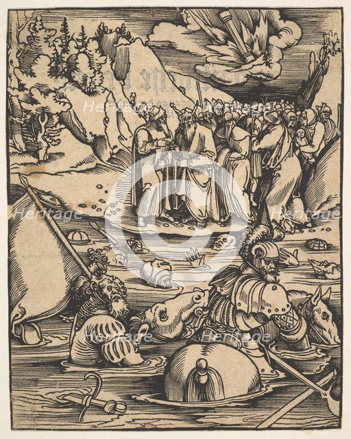 The Egyptians Crossing the Red Sea, from Das Buch Granatapfel, 1511. Creator: Hans Baldung.