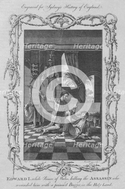 'Edward I. while Prince of Wales, killing the Assassin who wounded him with a poison'd Dagger in the Creator: Rennoldson.