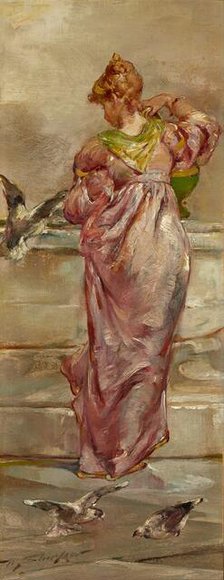 At the Fountain, about 1892. Creator: Walter Shirlaw.