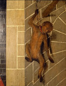  'Monkey on a wall', detail of the Transfiguration altarpiece, 1445-1452. Tempera on wood by Bern…