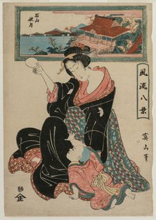 Autumn Moon at the Temple Ishiyamadera from the series Fashionable Eight Views, c. 1814-17. Creator: Kikugawa Eizan (Japanese, 1787-1867).