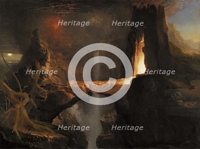 Expulsion. Moon and Firelight, 1828. Creator: Thomas Cole.