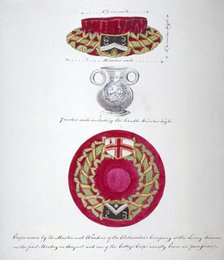 Caps worn by the Master and Wardens of the Company of Clothworkers, London, c1850. Artist: Anon