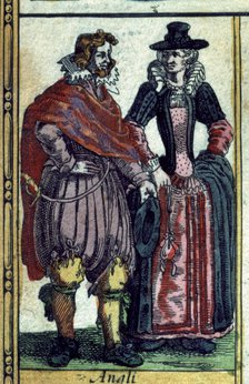 British types, colored engraving from the book 'Le Theatre du monde' or 'Nouvel Atlas', 1645, cre…