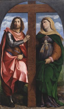 Exaltation of the Cross. Saints Constantine the Great and Helena, 1520-1522. Creator: Palma il Vecchio, Jacopo, the Elder (1480-1528).
