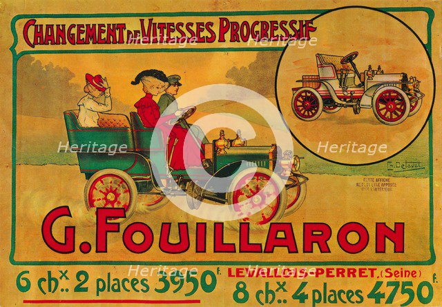 Advertisement for Fouillaron cars, c1900s. Artist: Unknown.