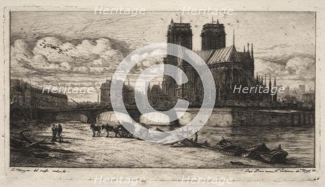 Etchings of Paris: The Apse of the Cathedral of Notre Dame, 1854. Creator: Charles Meryon (French, 1821-1868).
