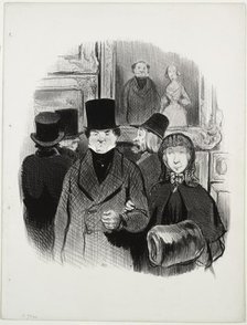 The Beautiful Days of Life, plate 59: When one's portrait is at the Salon, 1845. Creator: Honoré Daumier (French, 1808-1879).