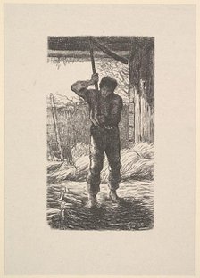 Man Threshing Wheat, 1853. Creator: Jacques-Adrien Lavieille.