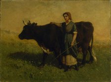 Untitled (woman walking with cow), ca. 1869. Creator: Edward Mitchell Bannister.