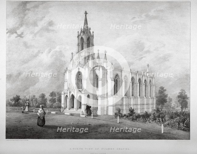 North view of the Church of St James, Clapham, London, c1850. Artist: W Eldridge