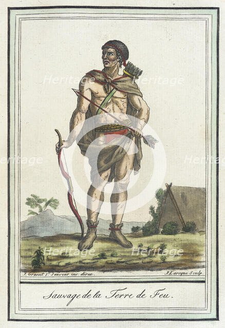 Costumes de Différents Pays, 'Sauvage de la Terre de Feu', c1797. Creators: Jacques Grasset de Saint-Sauveur, LF Labrousse.
