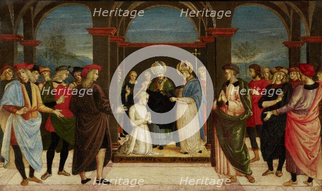 Saint Ambrose vesting Saint Augustine, c1510. Creator: Umbrian Master.