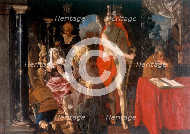 Saturn and the Scholar (also called "Death and Old Age"), 1584-1625. Creator: Pieter Isaacsz.