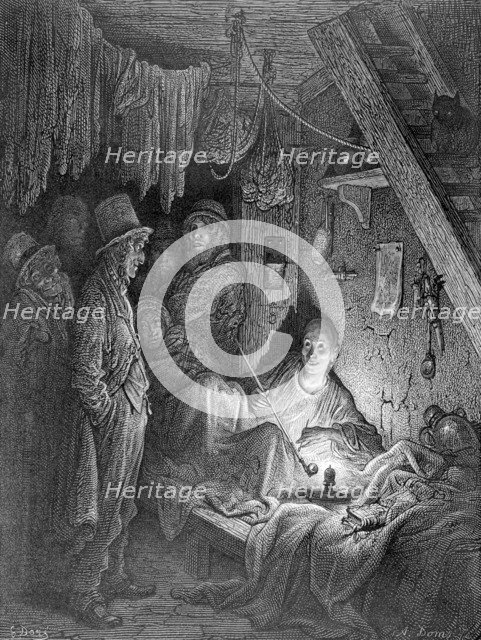 'Opium Smoking-The Lascar's Room in "Edwin Drood"', 1872. Creator: Albert Doms.