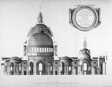 Longtitudinal section through St Paul's Cathedral, City of London, 1700.                             Artist: Anon