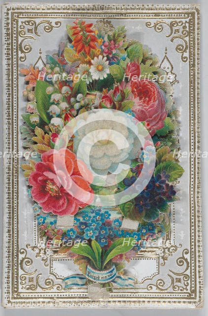 Valentine - Mechanical, flowers with hidden messages, sachet, ca. 1875., ca. 1875. Creator: Anon.
