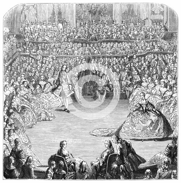 'Minuet Dancer And The King', 1754, (1885).Artist: Charles Nicolas Cochin