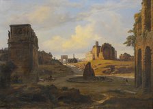 View towards Forum Romanum from the Colosseum, 1848. Creator: Thorald Laessoe.