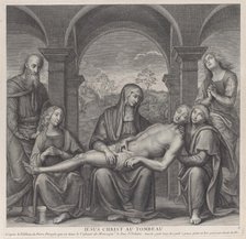 Christ in the tomb, resting across the Virgin's lap; after Perugino, ca. 1685-1727. Creator: Claude Duflos.