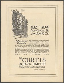 Curtis Advertising Agency, 1920s. Artist: Wilfred Fryer