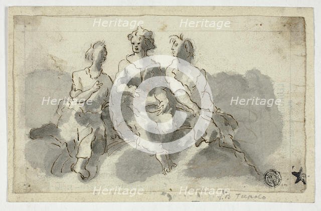 Three Seated Figures (recto); Seated Man in Profile (verso), n.d. Creator: Unknown.