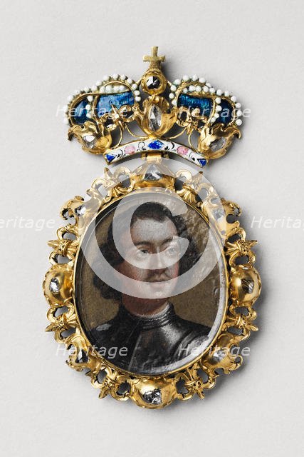 Decoration of Honour with Portrait of Emperor Peter I the Great (1672-1725), Early 18th cen.. Creator: Orders, decorations and medals  .