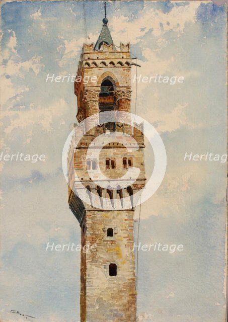 Tower of Palazzo Vecchio, Florence, Italy, 1880. Creator: Cass Gilbert.