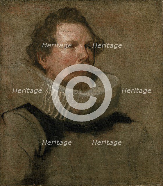 Head of a bearded Man wearing a Wheel Ruff, 17th century. Artist: Anthony van Dyck.