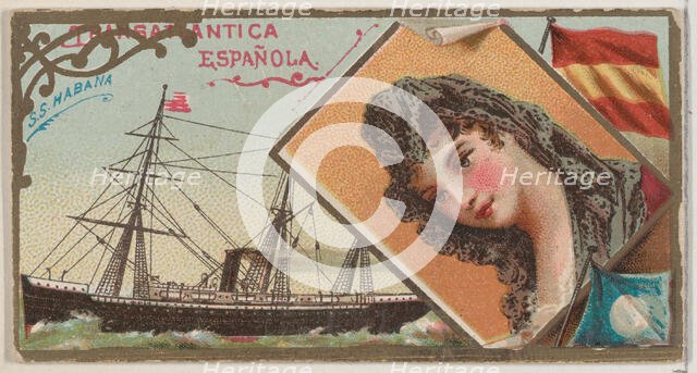 Steamship Habana, Transatlantica Espanola, from the Ocean and River Steamers series (N83) ..., 1887. Creator: Unknown.
