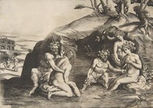 Nymphs and Satyrs bathing, 1531-76. Creator: Giulio Bonasone.